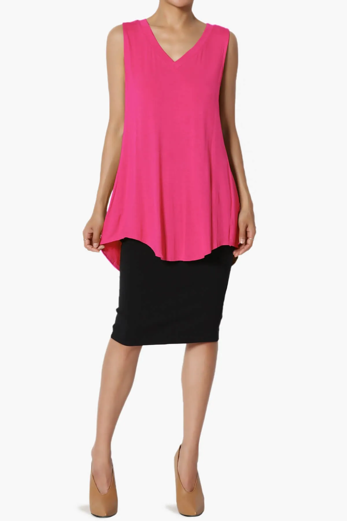 Myles Sleeveless V-Neck Luxe Jersey Top