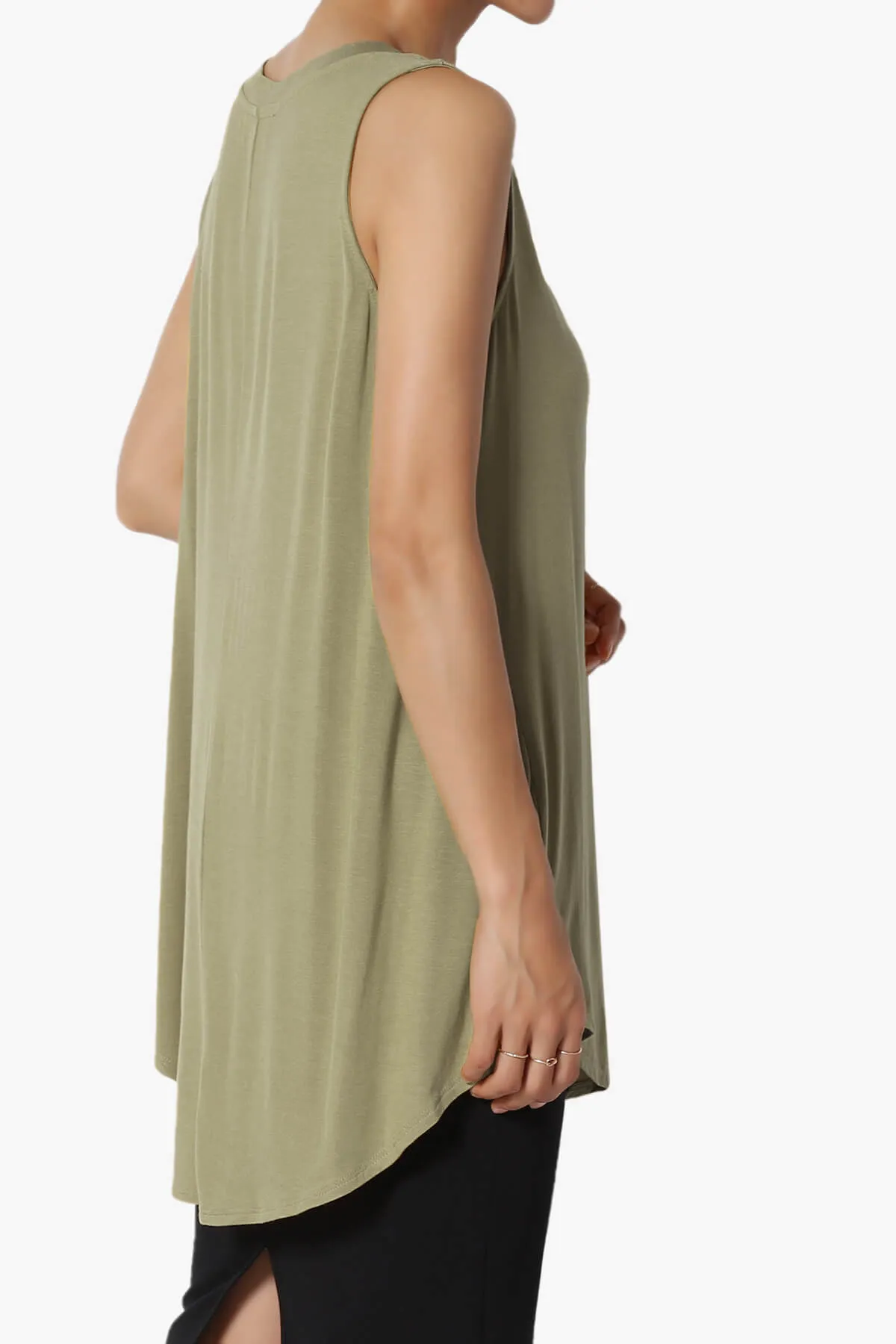 Myles Sleeveless V-Neck Luxe Jersey Top