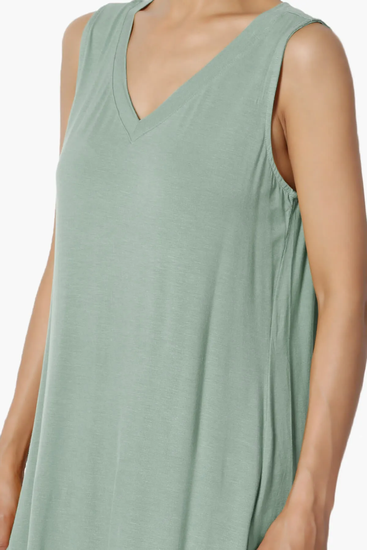 Myles Sleeveless V-Neck Luxe Jersey Top