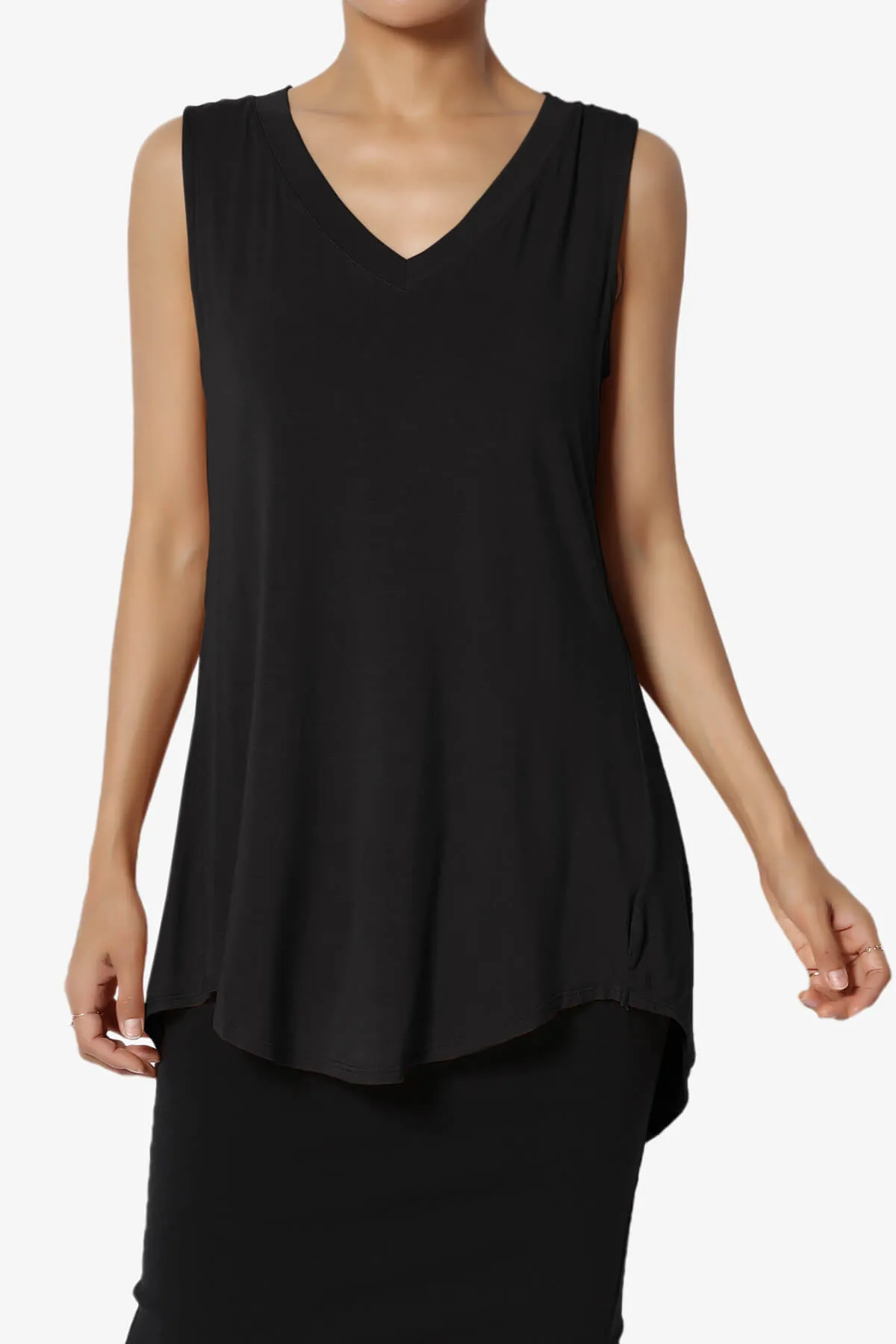 Myles Sleeveless V-Neck Luxe Jersey Top