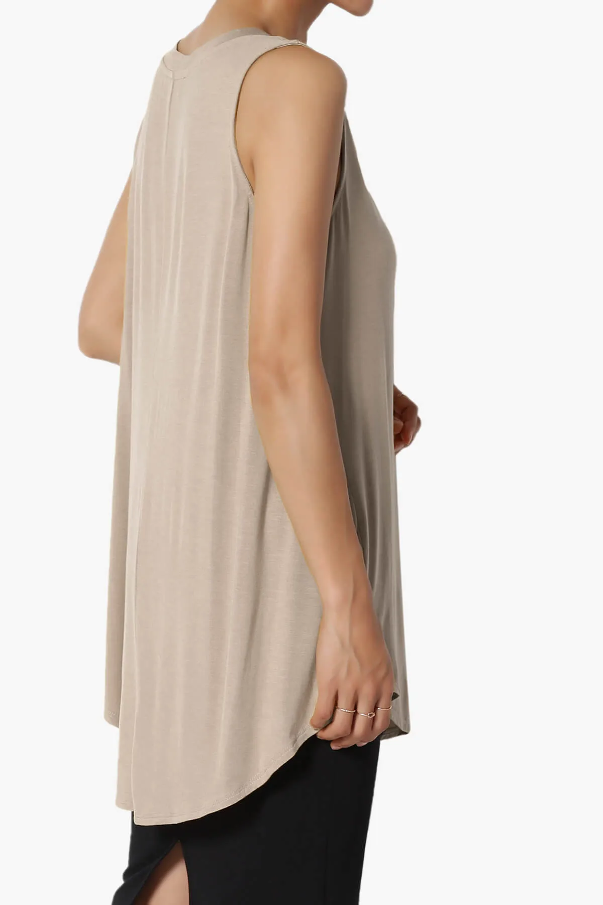 Myles Sleeveless V-Neck Luxe Jersey Top