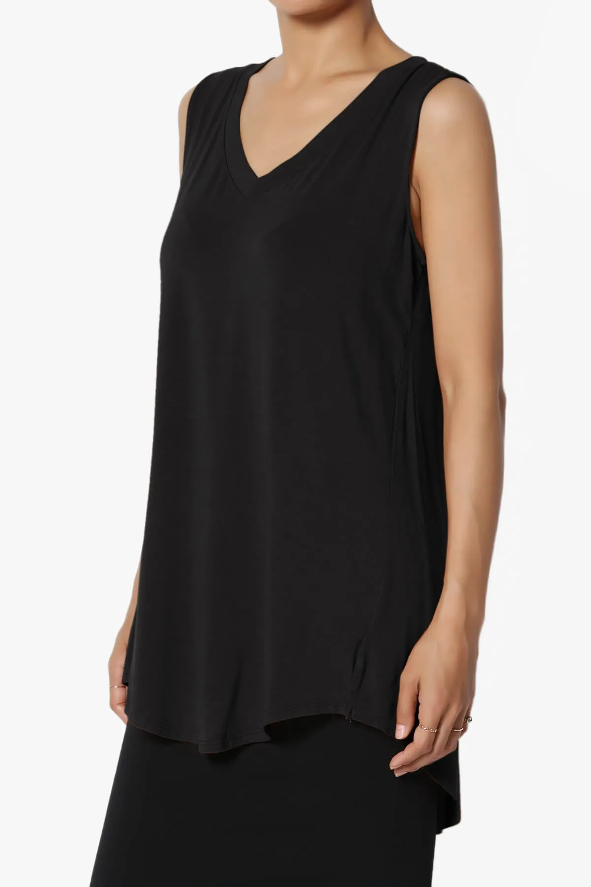 Myles Sleeveless V-Neck Luxe Jersey Top