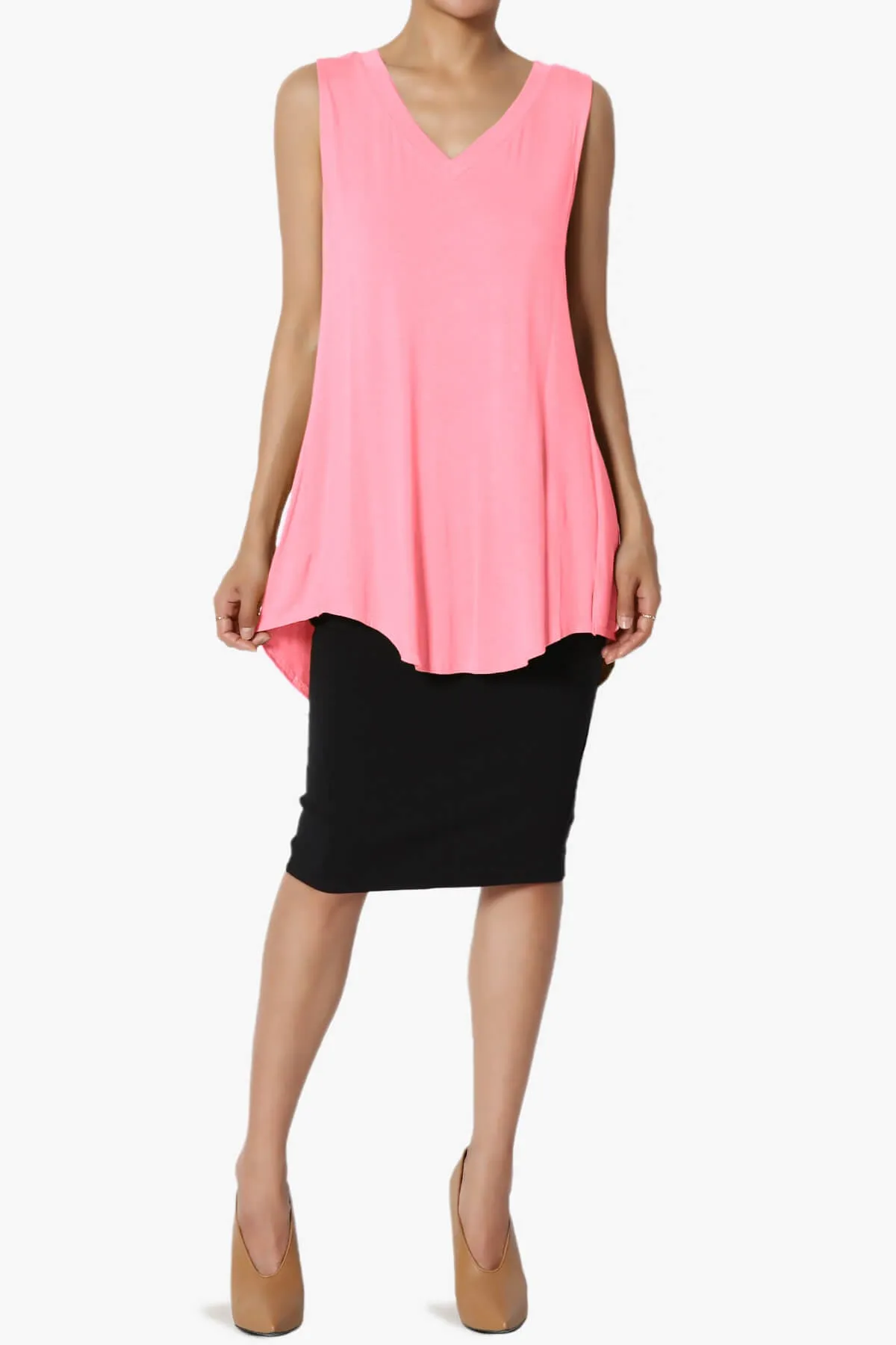 Myles Sleeveless V-Neck Luxe Jersey Top