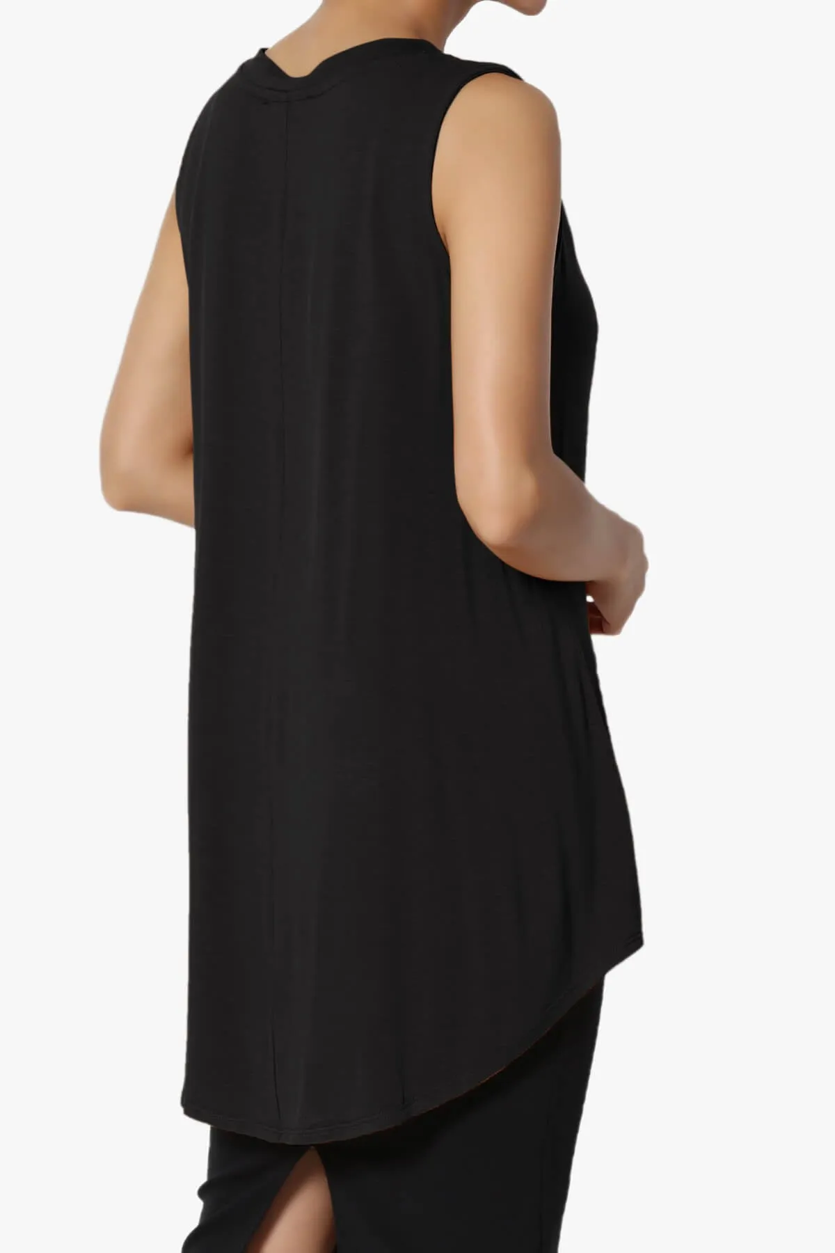 Myles Sleeveless V-Neck Luxe Jersey Top
