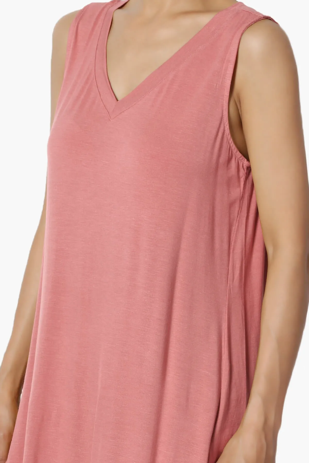 Myles Sleeveless V-Neck Luxe Jersey Top