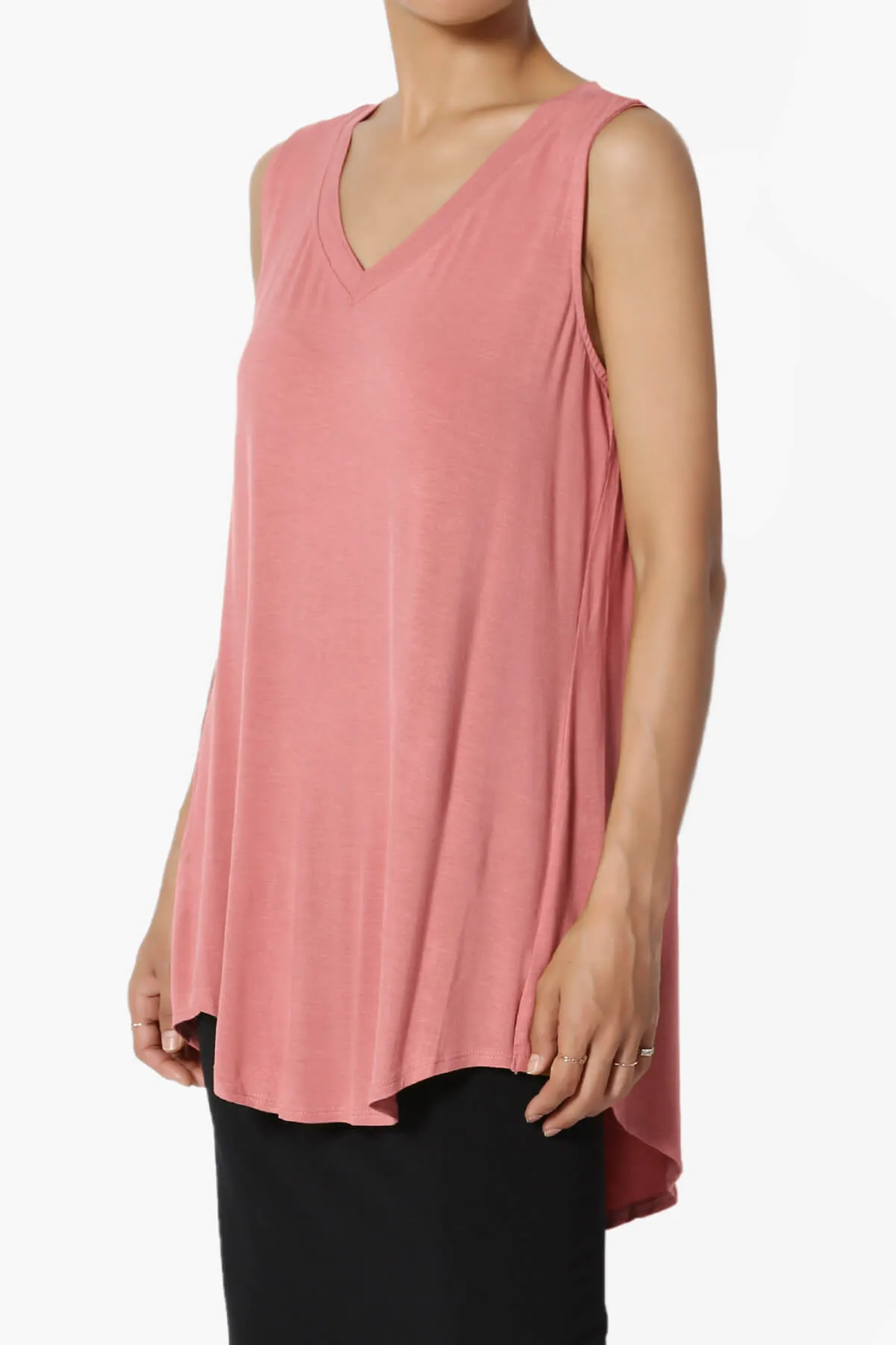 Myles Sleeveless V-Neck Luxe Jersey Top