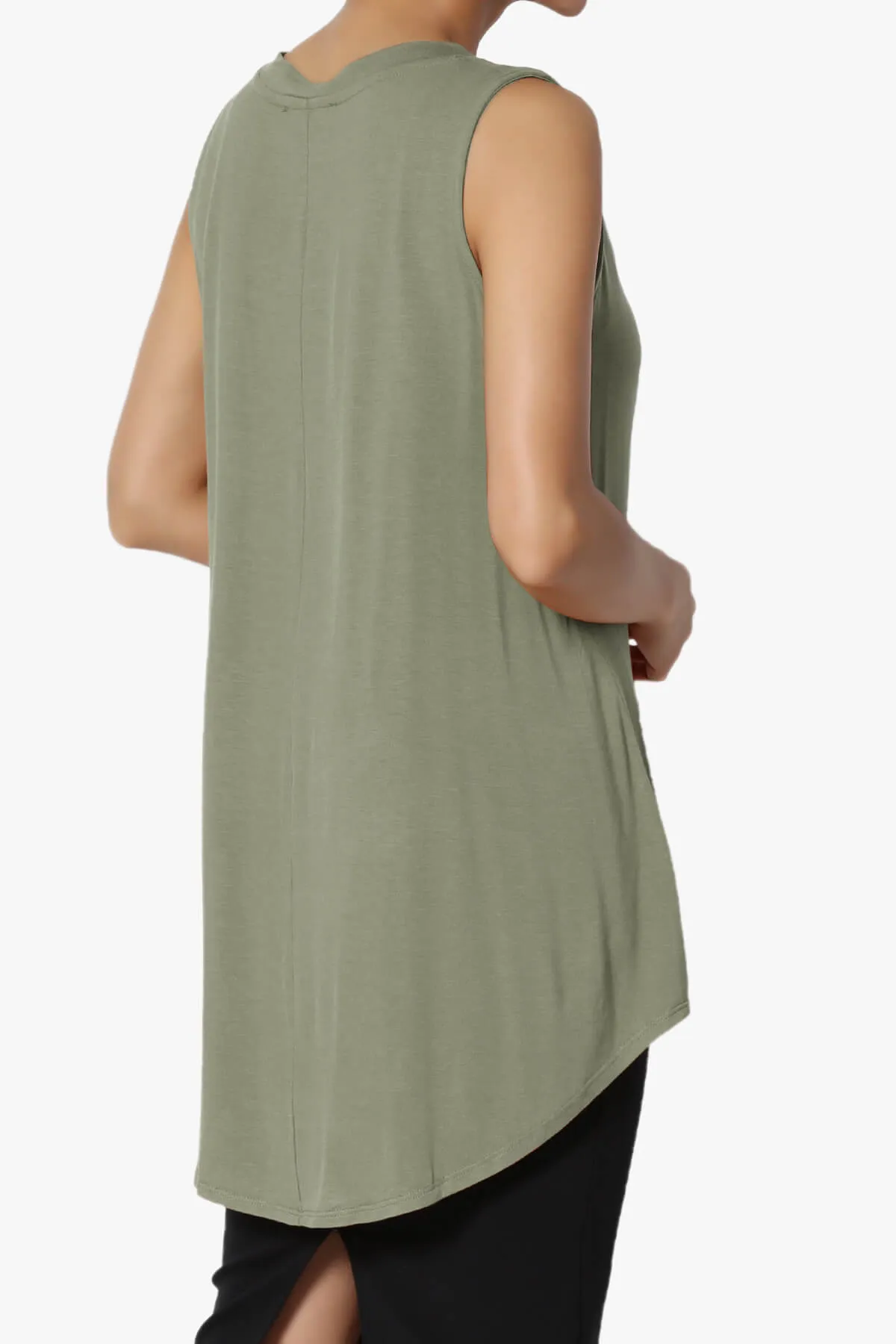 Myles Sleeveless V-Neck Luxe Jersey Top