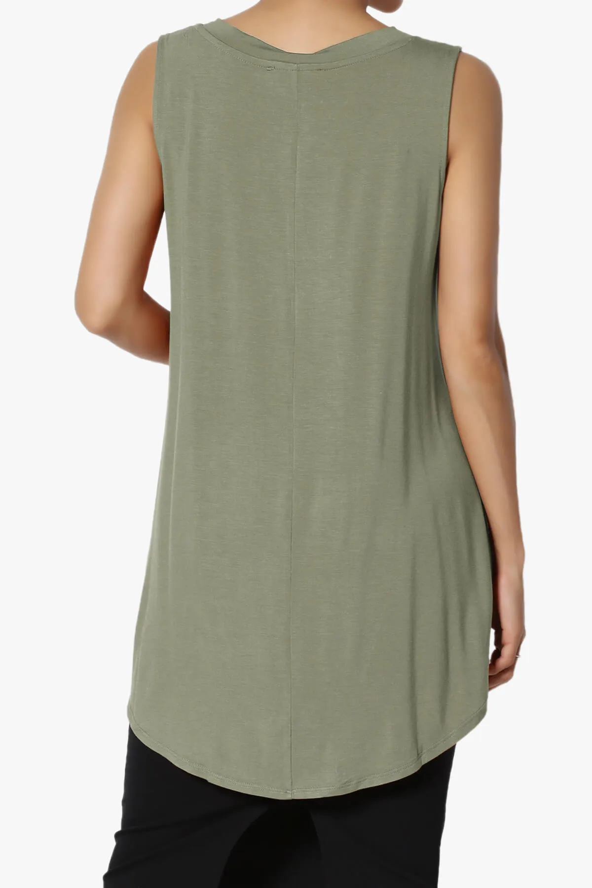 Myles Sleeveless V-Neck Luxe Jersey Top