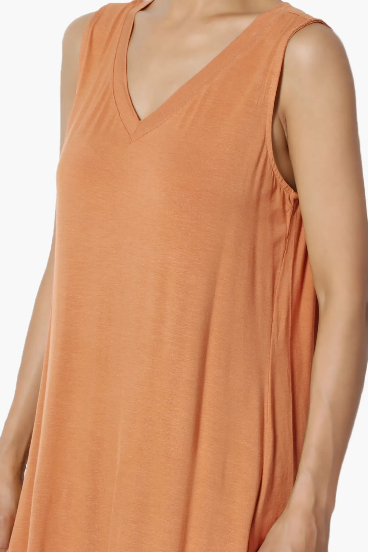 Myles Sleeveless V-Neck Luxe Jersey Top
