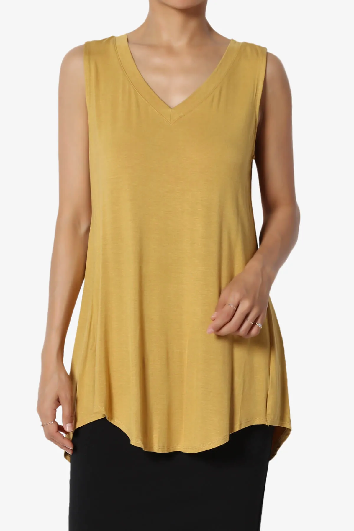 Myles Sleeveless V-Neck Luxe Jersey Top