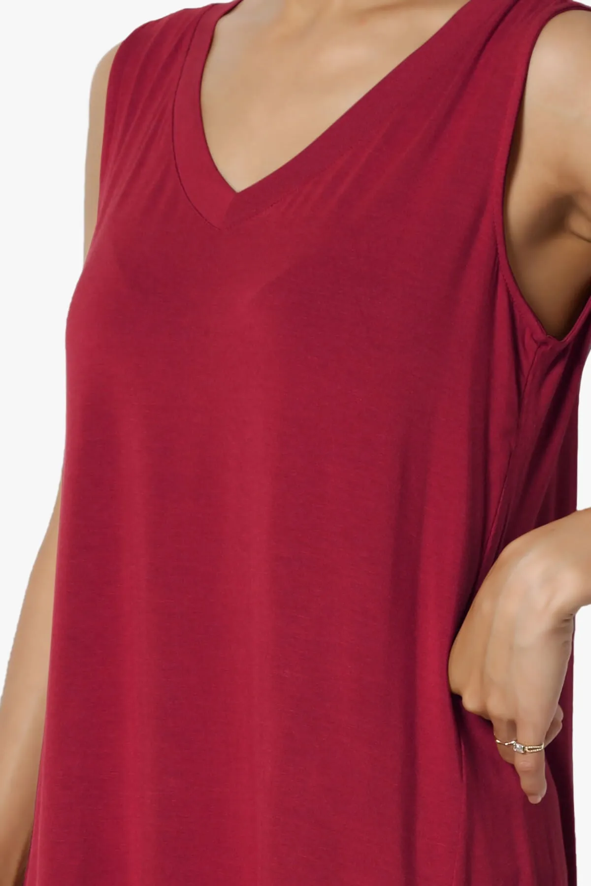Myles Sleeveless V-Neck Luxe Jersey Top