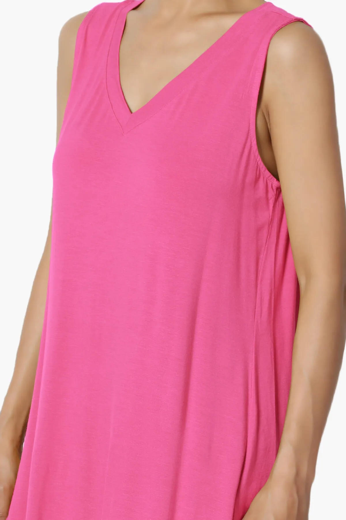 Myles Sleeveless V-Neck Luxe Jersey Top