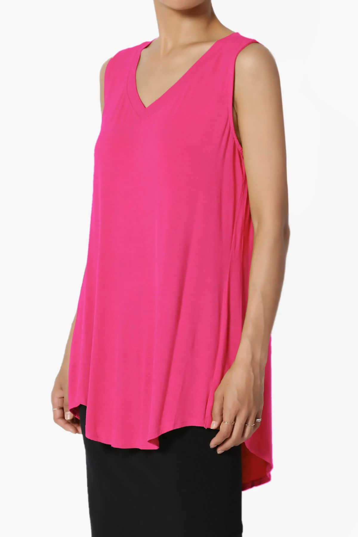 Myles Sleeveless V-Neck Luxe Jersey Top
