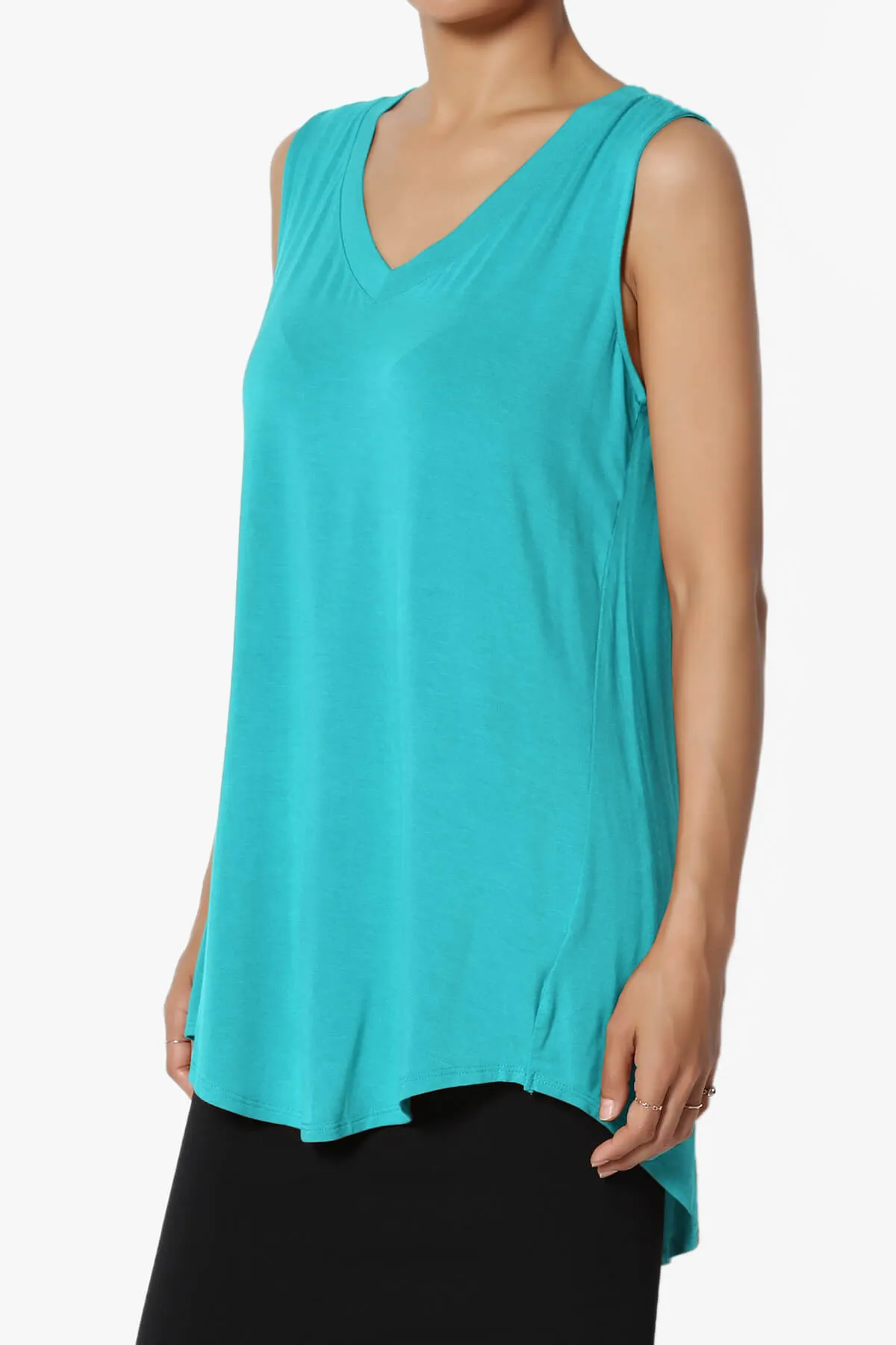 Myles Sleeveless V-Neck Luxe Jersey Top