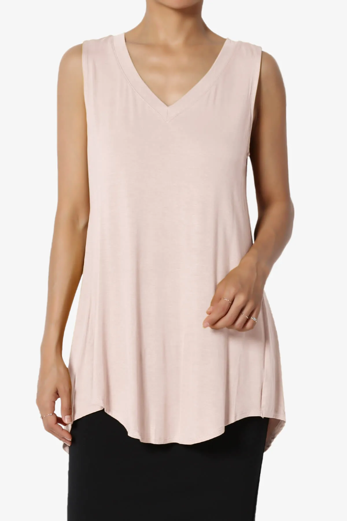 Myles Sleeveless V-Neck Luxe Jersey Top