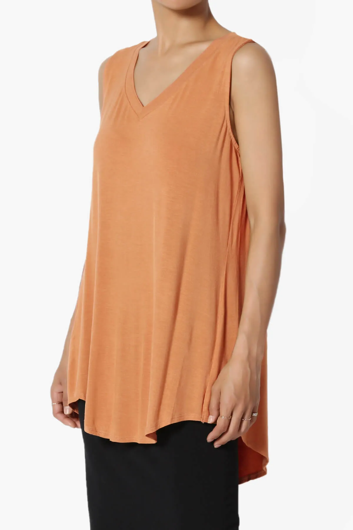 Myles Sleeveless V-Neck Luxe Jersey Top