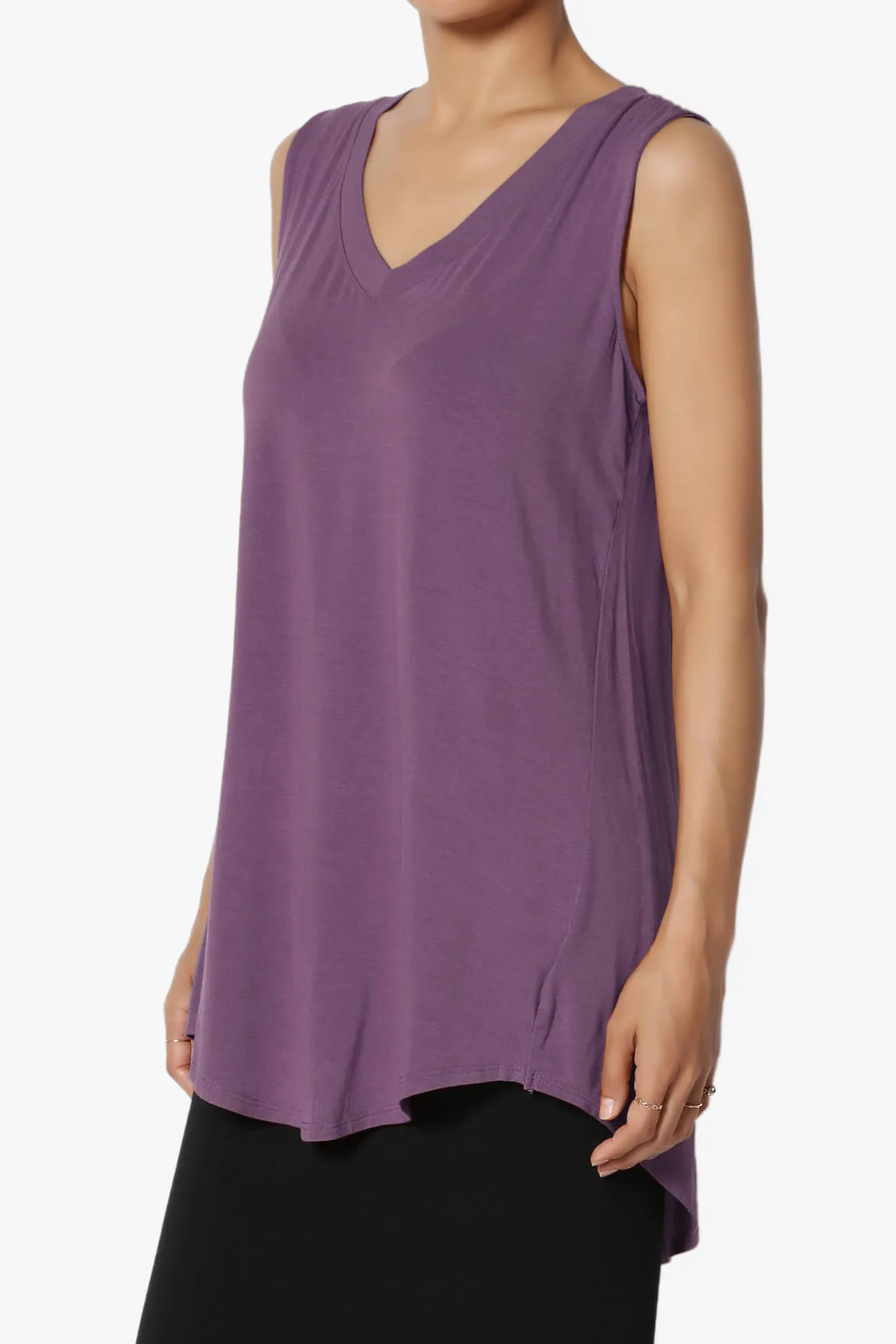 Myles Sleeveless V-Neck Luxe Jersey Top