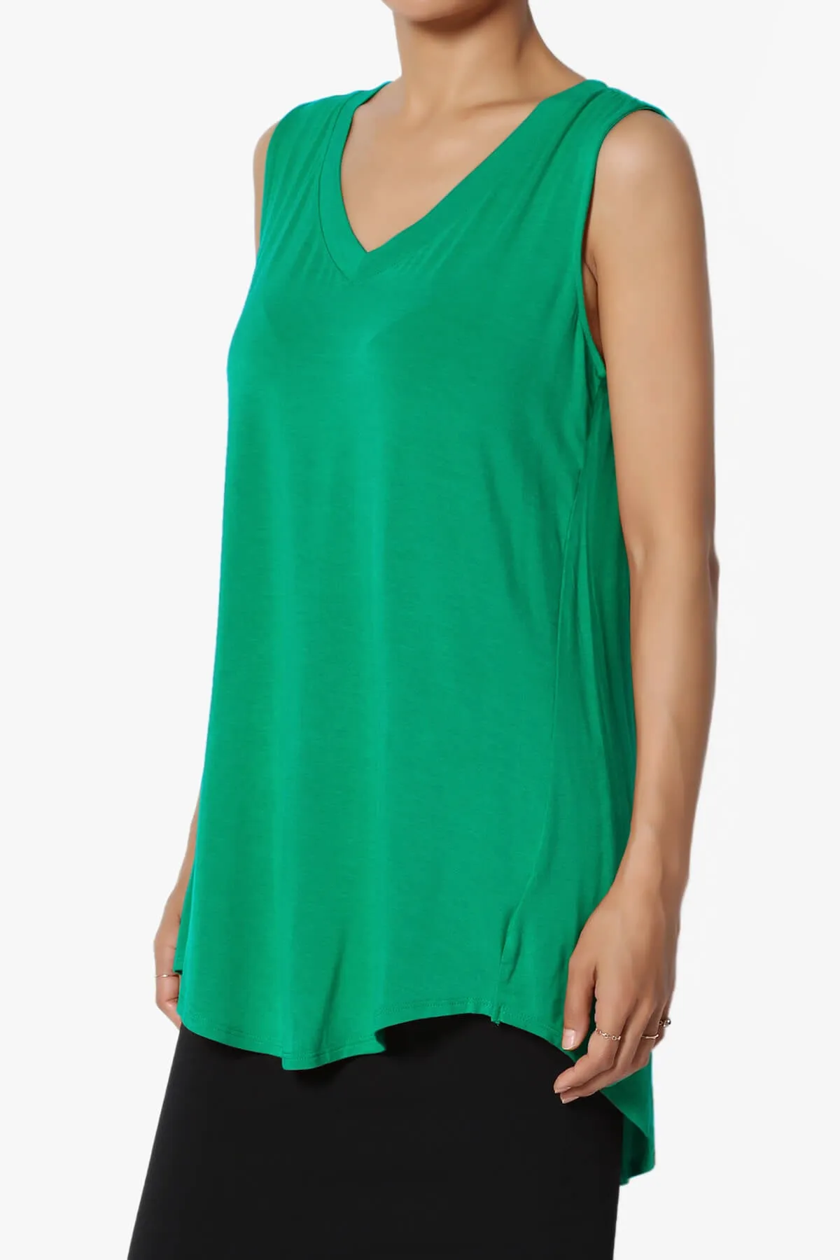 Myles Sleeveless V-Neck Luxe Jersey Top