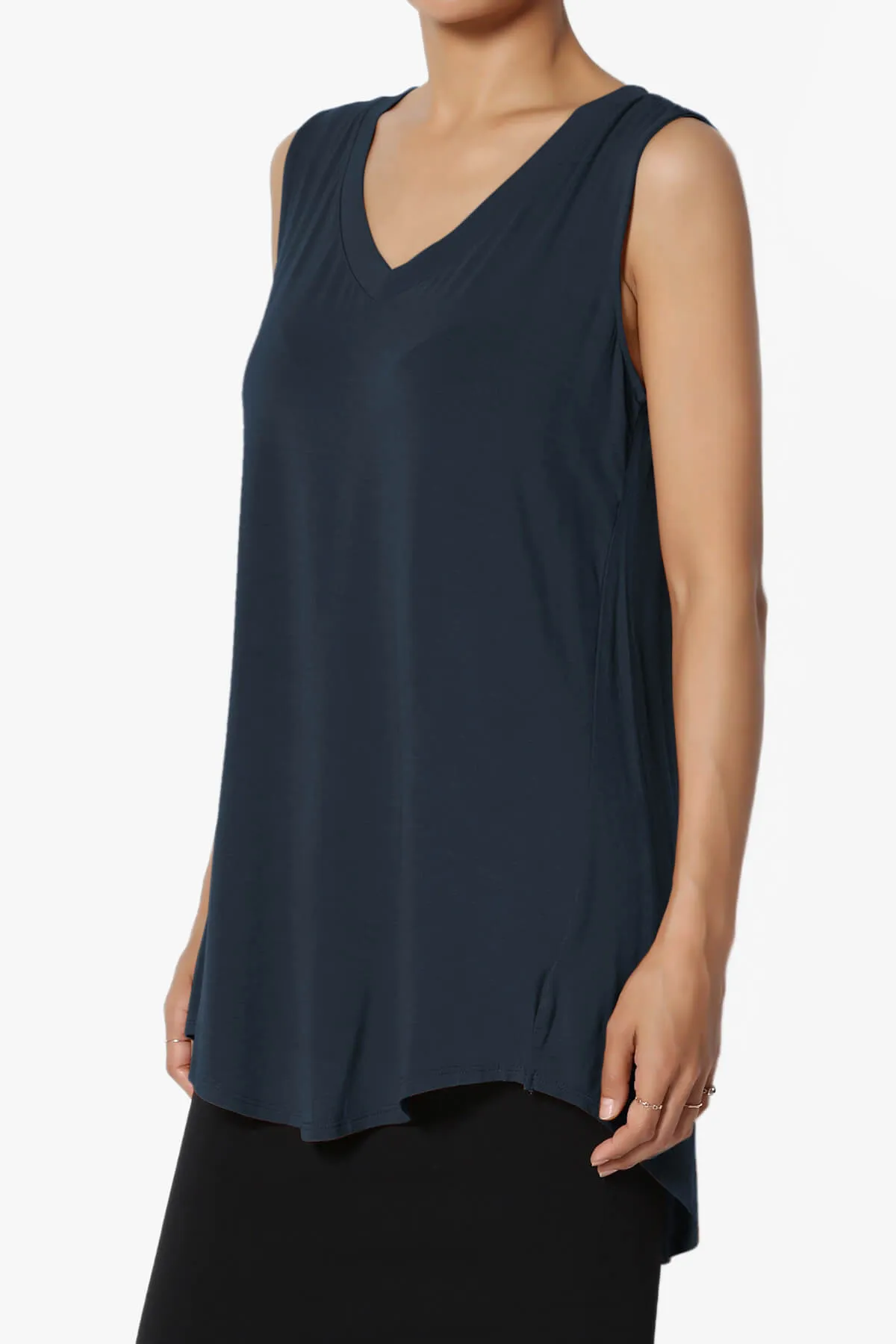 Myles Sleeveless V-Neck Luxe Jersey Top