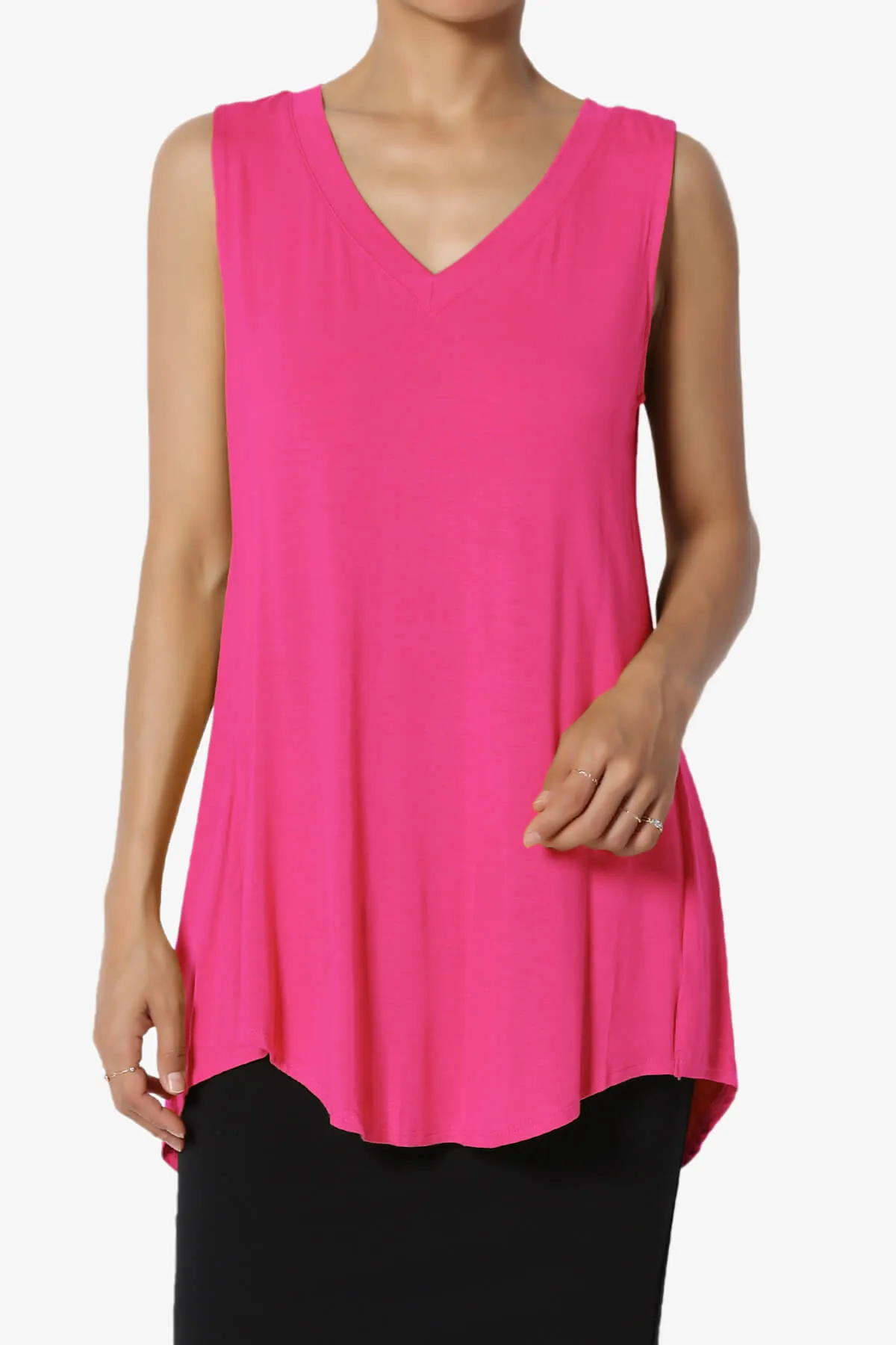 Myles Sleeveless V-Neck Luxe Jersey Top