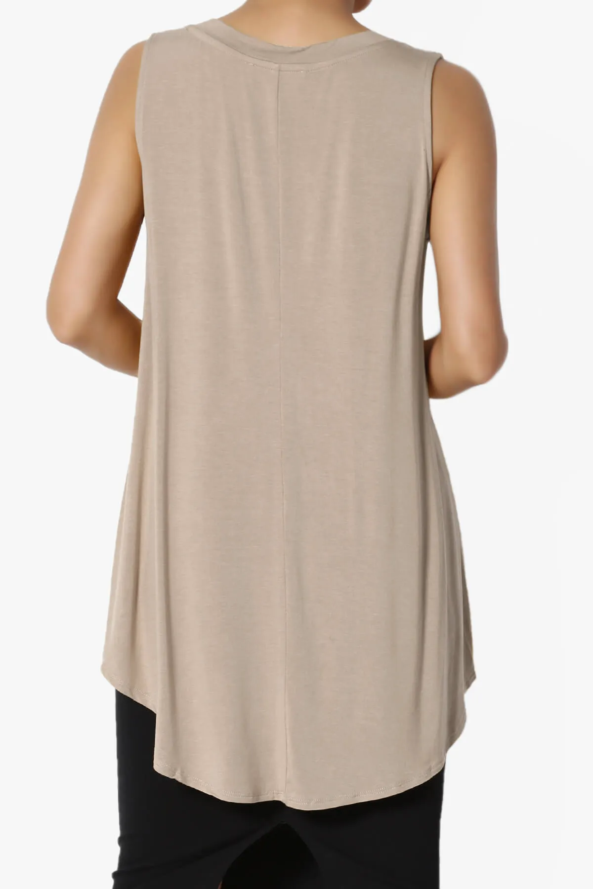 Myles Sleeveless V-Neck Luxe Jersey Top