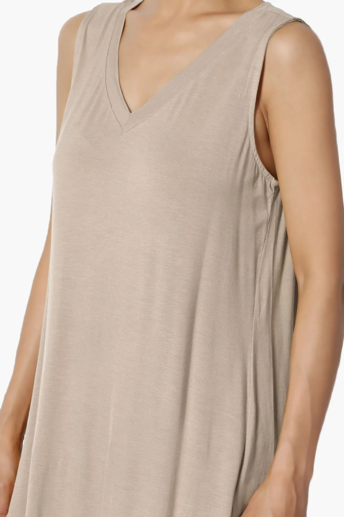 Myles Sleeveless V-Neck Luxe Jersey Top