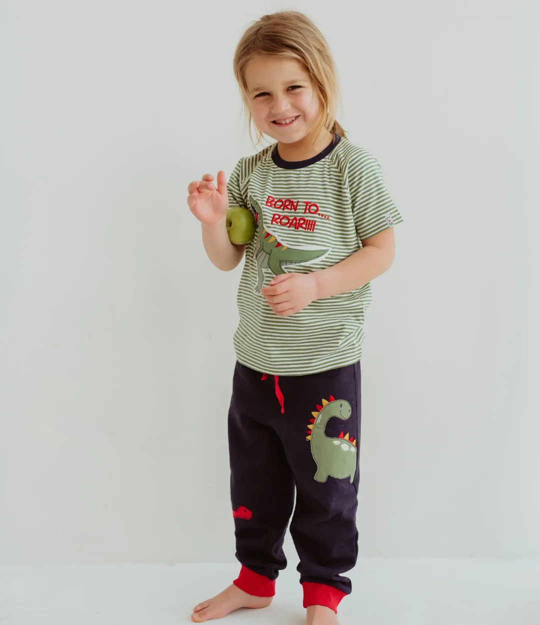 Navy Dinosaur Applique Joggers