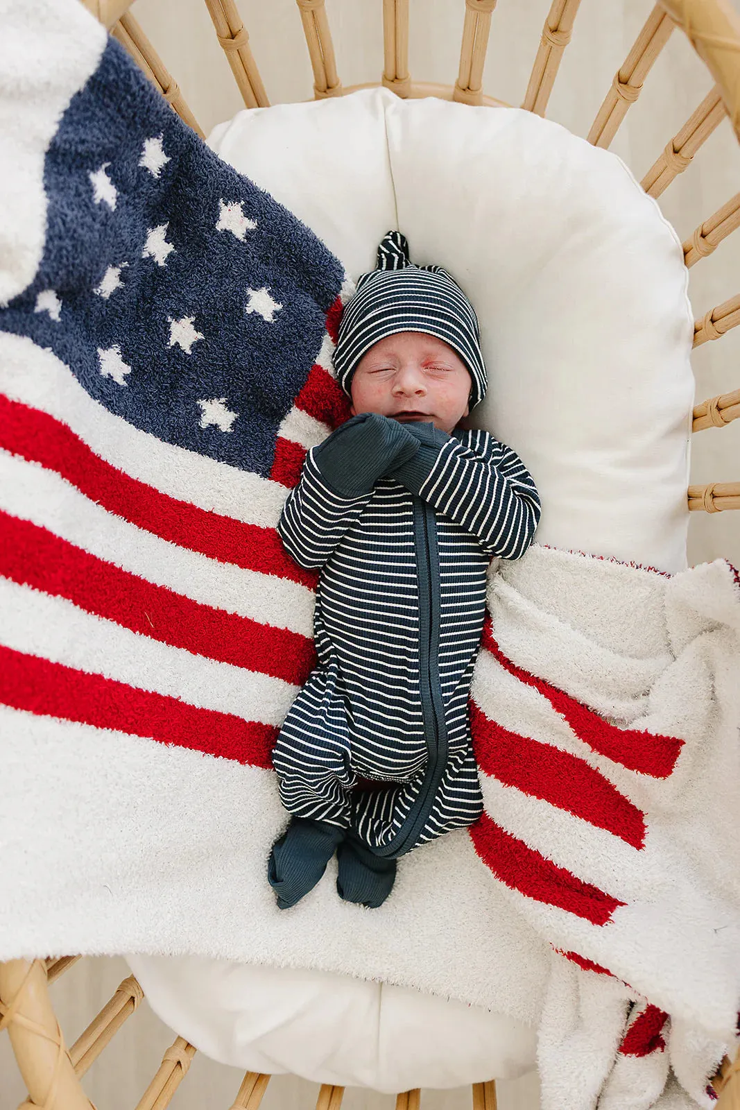 Navy Stripes Ribbed Bamboo Zipper Pajama