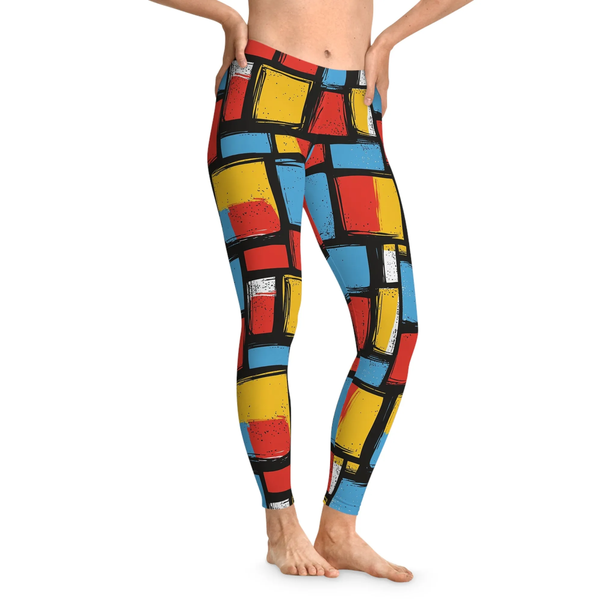 Neon Mosaic Stretchy Leggings for Active Lifestyle & Everyday Comfort