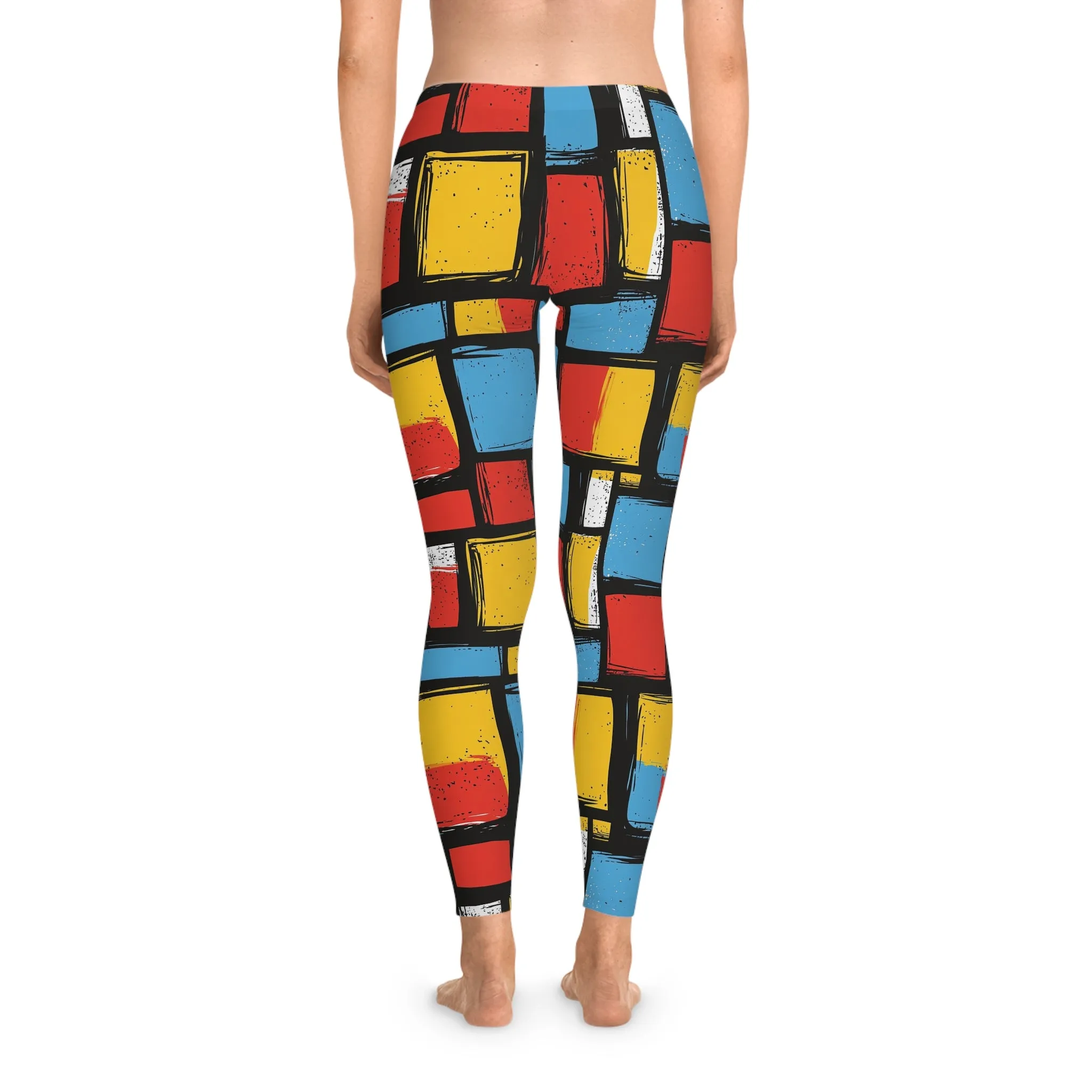 Neon Mosaic Stretchy Leggings for Active Lifestyle & Everyday Comfort