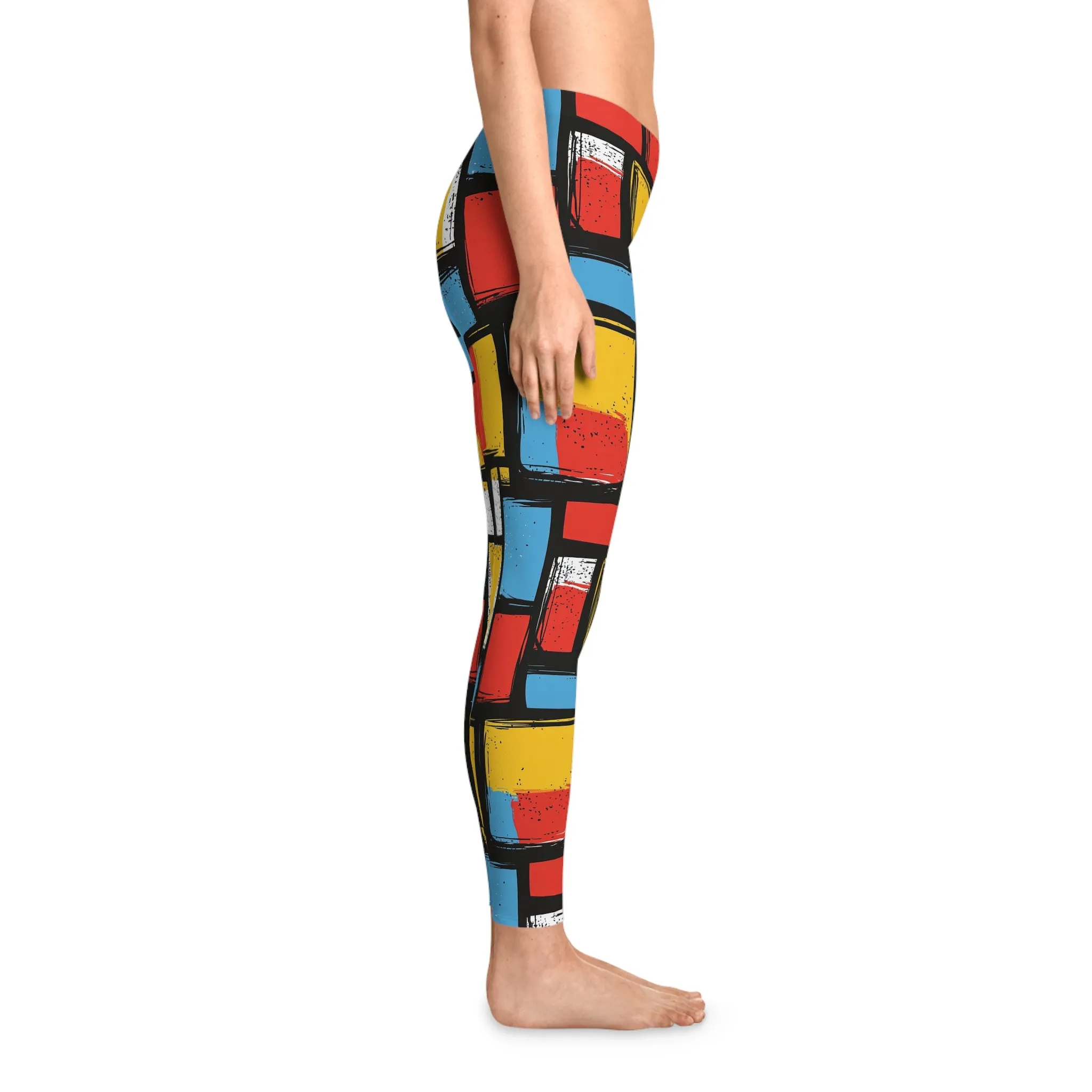 Neon Mosaic Stretchy Leggings for Active Lifestyle & Everyday Comfort