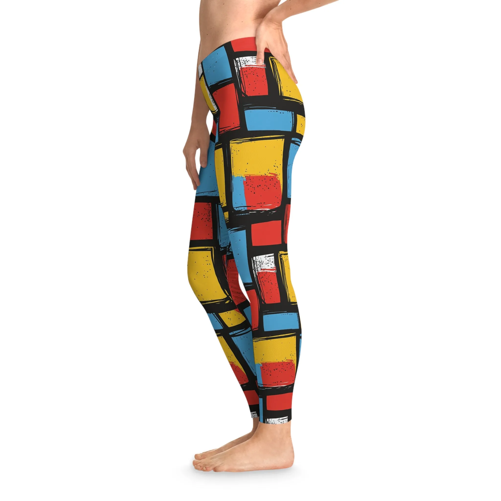 Neon Mosaic Stretchy Leggings for Active Lifestyle & Everyday Comfort