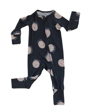 Neutral Smiley Affirmation Romper - Bamboo Pajama