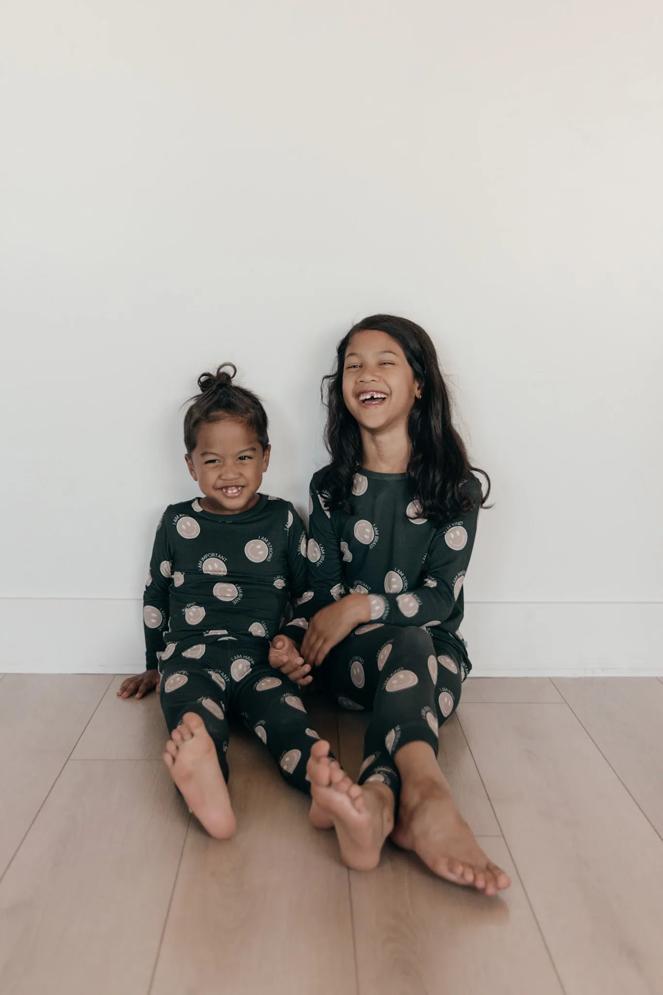 Neutral Smiley Affirmation Two-Piece Set - Bamboo Pajama