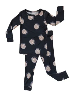 Neutral Smiley Affirmation Two-Piece Set - Bamboo Pajama