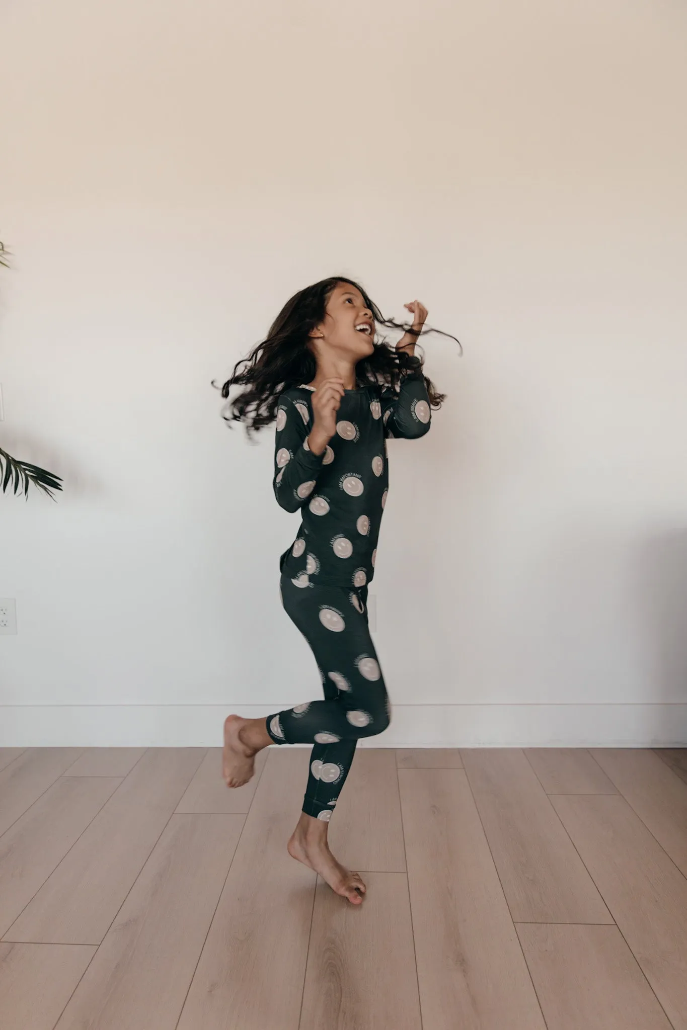 Neutral Smiley Affirmation Two-Piece Set - Bamboo Pajama