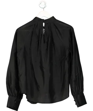 Next Black Soft Blouse With Pin On Flower Corsage UK 10