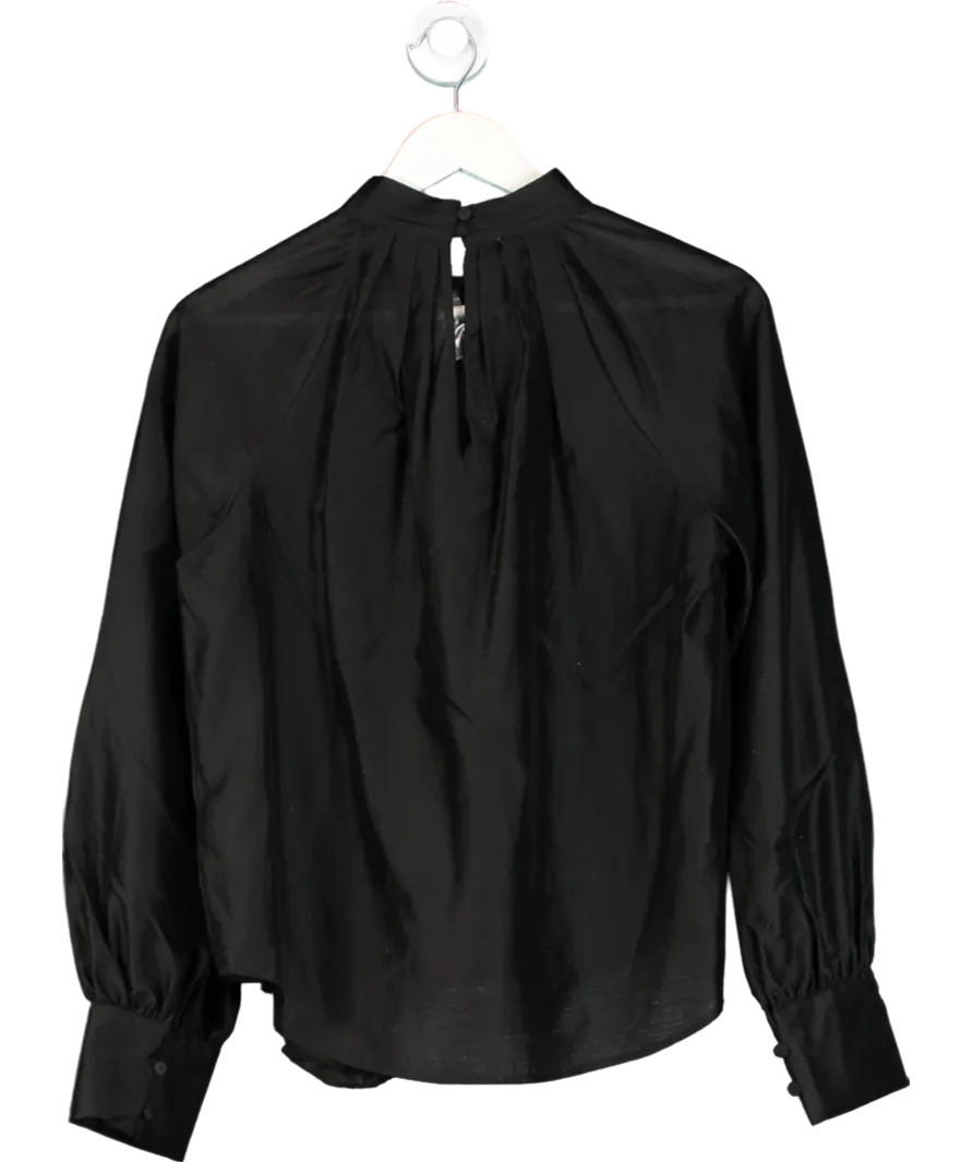 Next Black Soft Blouse With Pin On Flower Corsage UK 10