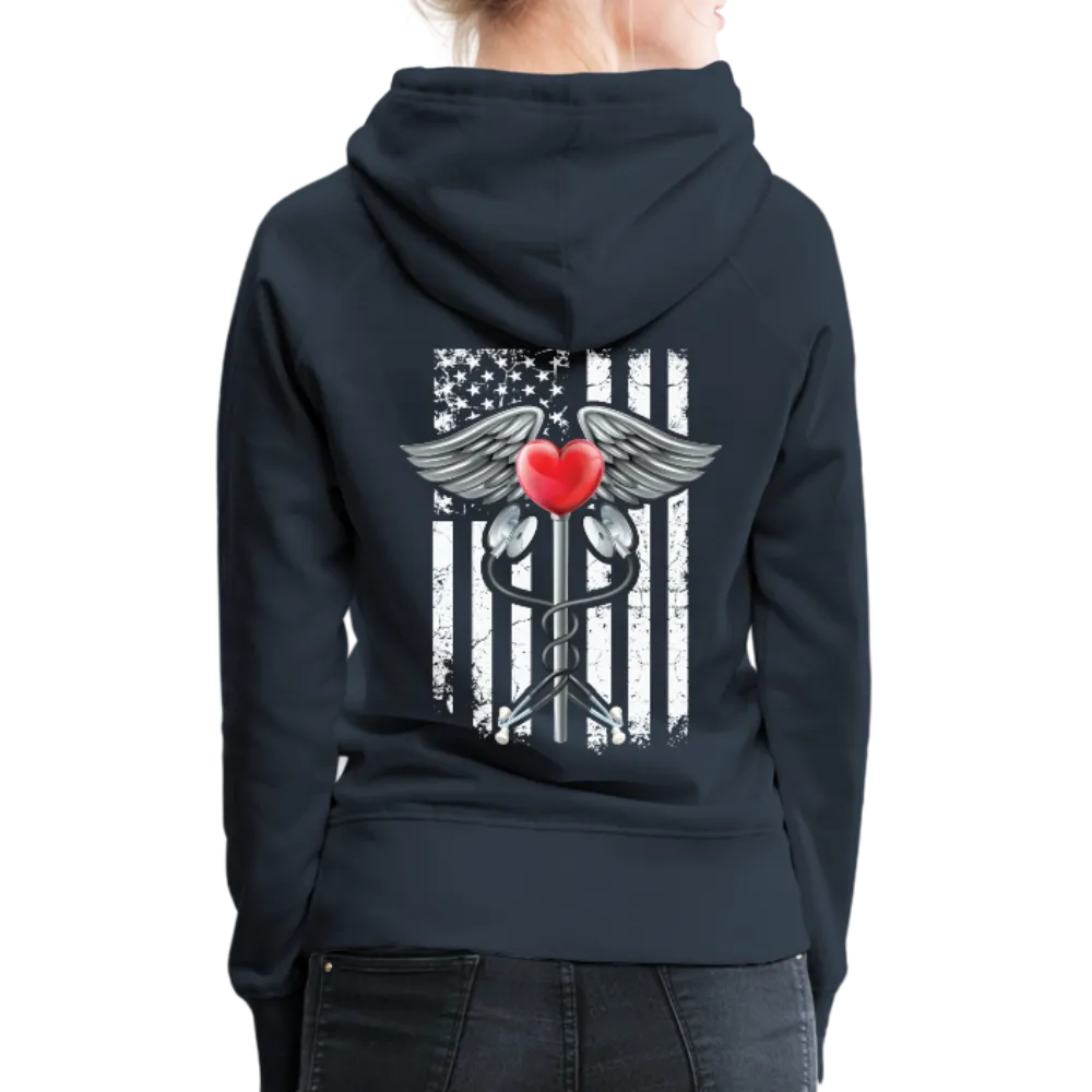 Nurse Flag Caduceus Stethoscope Heart Women’s Premium Hoodie (CK1822)