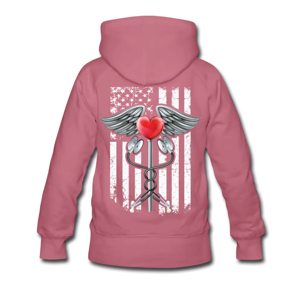 Nurse Flag Caduceus Stethoscope Heart Women’s Premium Hoodie (CK1822)