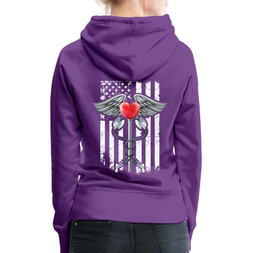 Nurse Flag Caduceus Stethoscope Heart Women’s Premium Hoodie (CK1822)