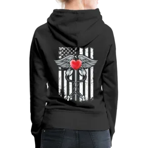 Nurse Flag Caduceus Stethoscope Heart Women’s Premium Hoodie (CK1822)