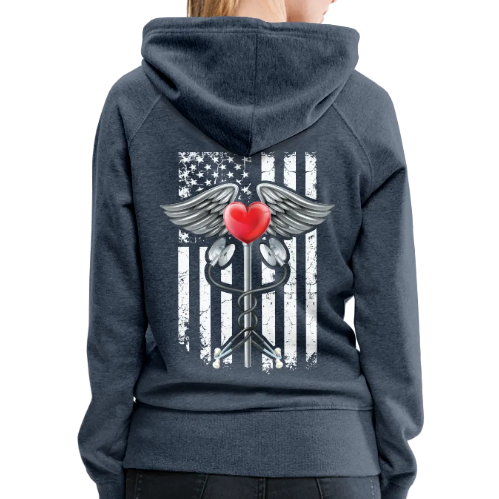 Nurse Flag Caduceus Stethoscope Heart Women’s Premium Hoodie (CK1822)