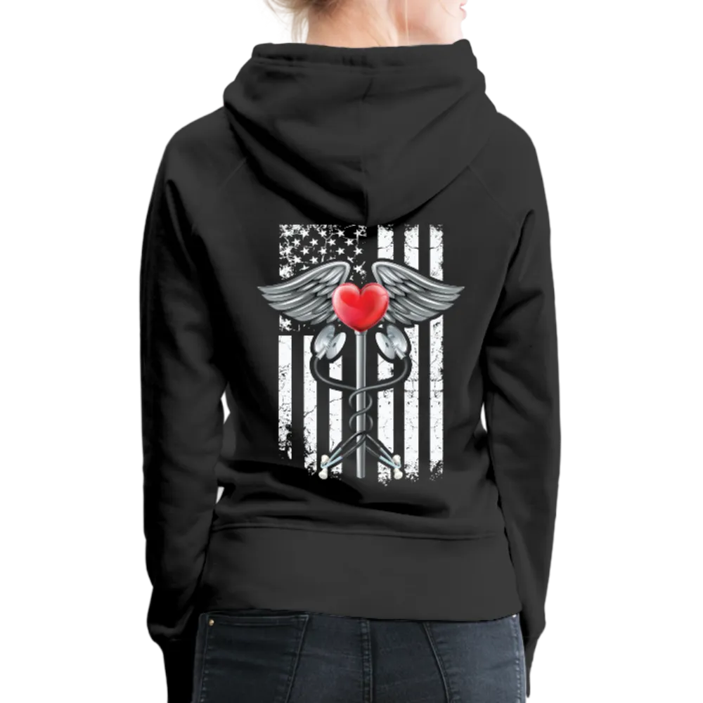 Nurse Flag Caduceus Stethoscope Heart Women’s Premium Hoodie (CK1822)