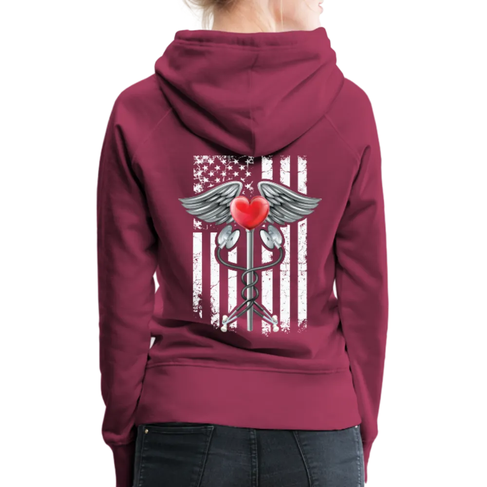 Nurse Flag Caduceus Stethoscope Heart Women’s Premium Hoodie (CK1822)