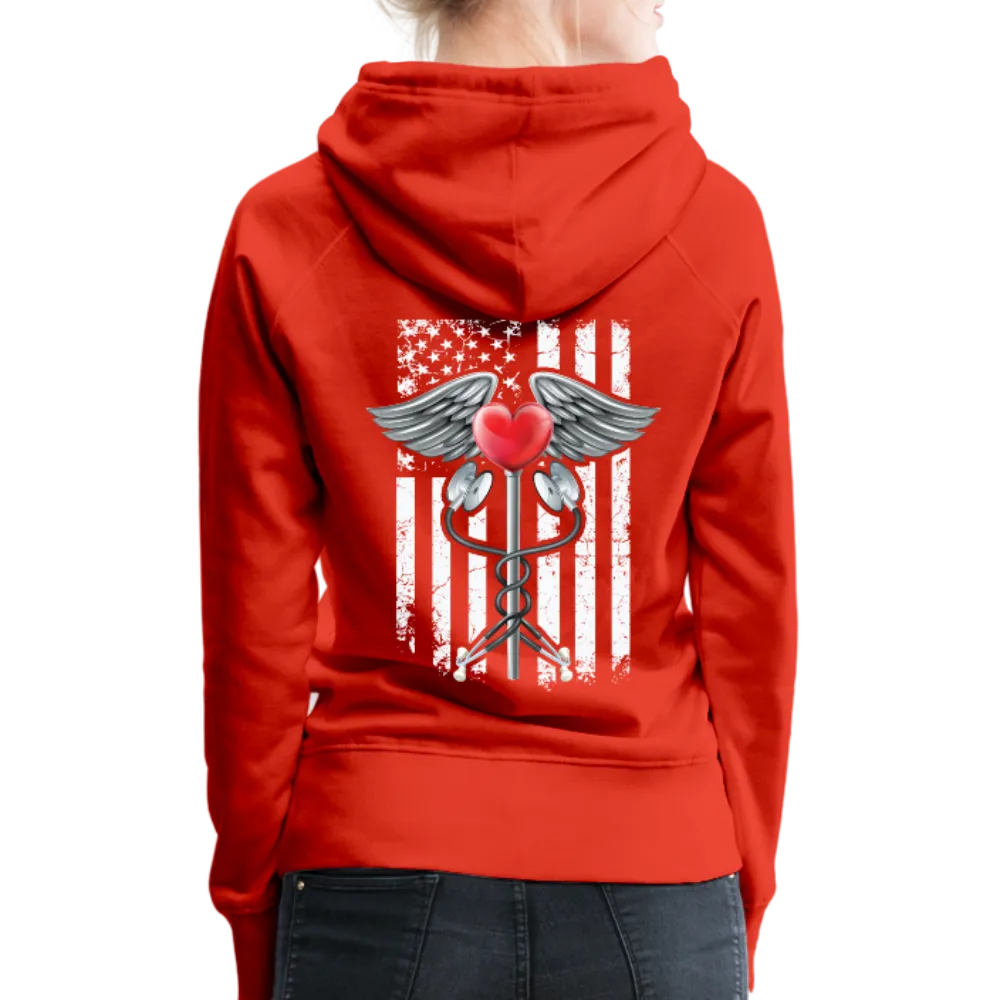 Nurse Flag Caduceus Stethoscope Heart Women’s Premium Hoodie (CK1822)