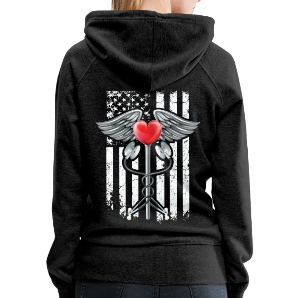 Nurse Flag Caduceus Stethoscope Heart Women’s Premium Hoodie (CK1822)