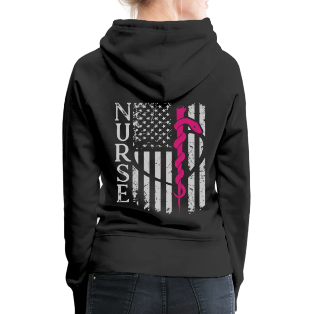 Nurse Flag rod of Asclepius Women’s Premium Hoodie