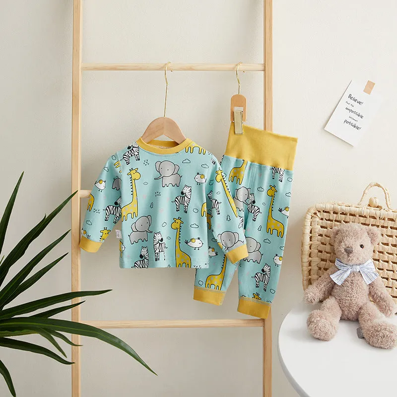 Online Celebrity Children's Autumn Clothes Autumn Pants Set Baby Spring And Autumn Clothes High Waist Boys' And Girls' Cotton Pajamas Underwear Drop Shipping