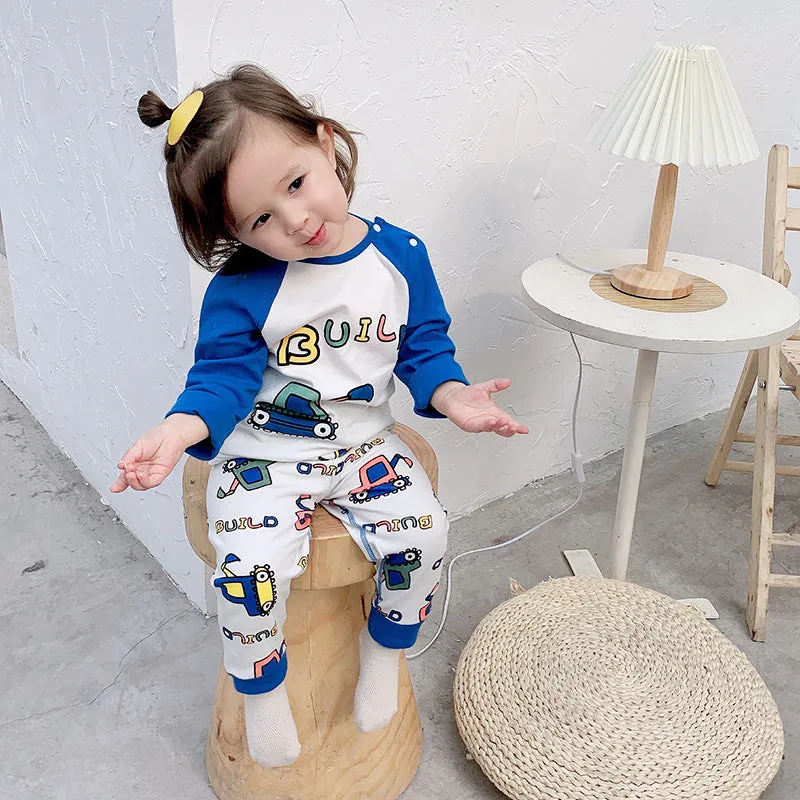 Online Celebrity Children's Autumn Clothes Autumn Pants Set Baby Spring And Autumn Clothes High Waist Boys' And Girls' Cotton Pajamas Underwear Drop Shipping